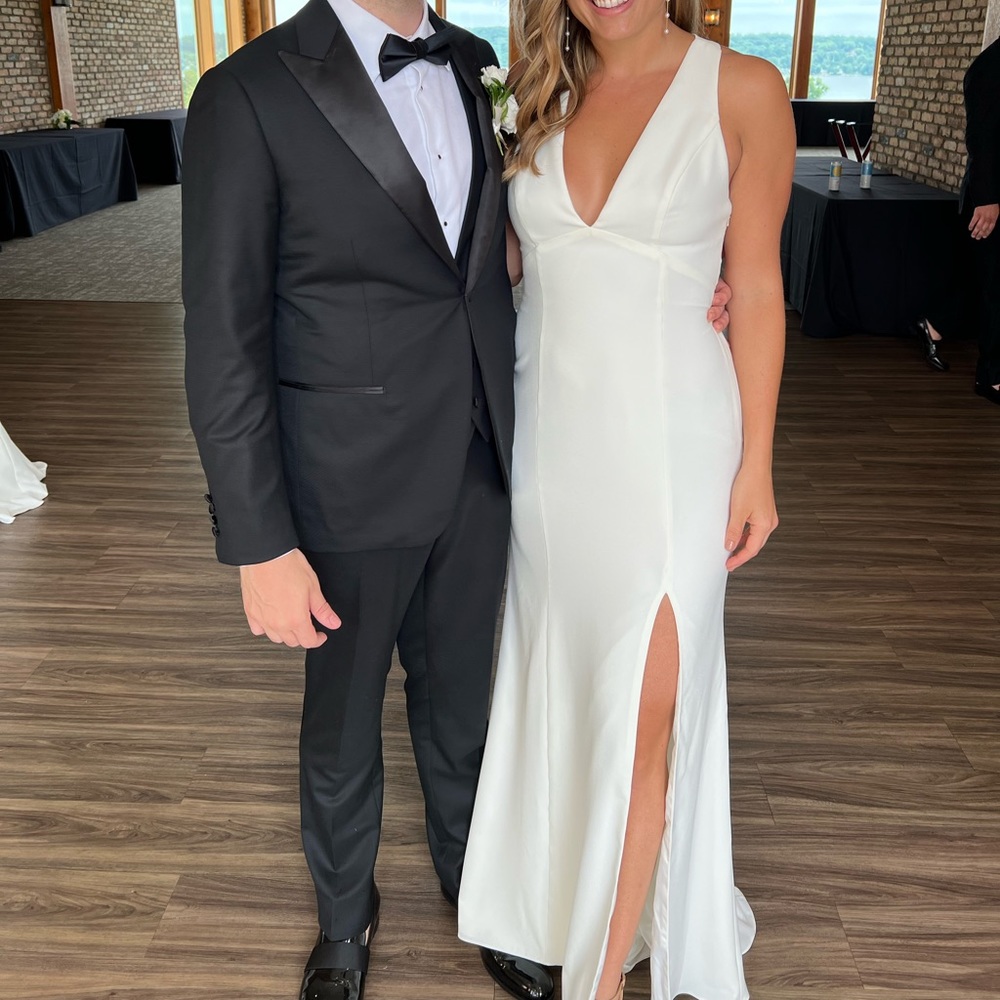 Amsale white bridesmaid dress